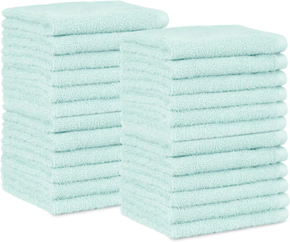 Amazon Basics Fast Drying Cotton Washcloths for Bathroom, Machine Washable, Soft and Highly Absorbent, 12 x 12 in, White, 24-Pack