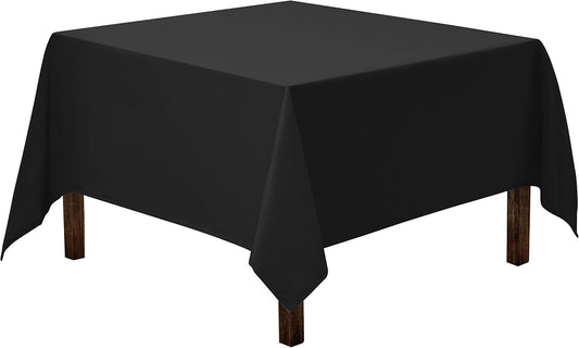 Gee Di Moda Square Tablecloth - 70 x 70 Inch Black Table Cloth for Medium Square or Round Tables - Heavy Duty Washable Fabric - for Buffet Table, Holiday Party, Dinner, Wedding & Baby Shower