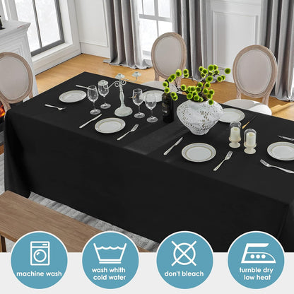 VidaFete Classic Series 10 Pack 90 * 132inch Black Rectangle Tablecloth