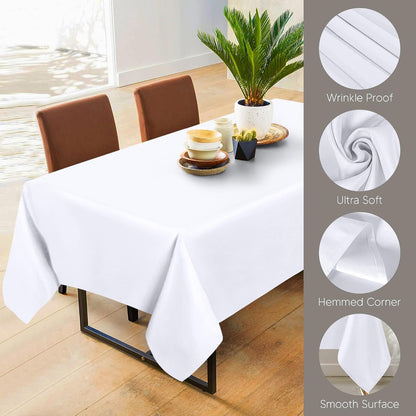 Utopia Kitchen Rectangle Table Cloth 1 Pack [90x132 Inches, White]