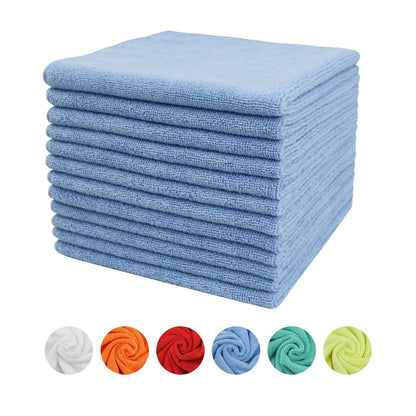 Tricol Clean Microfiber Cleaning Cloth, 16in*16in, 12 Pack Ultra-Thick Cleaning Rags, Super Absorbent, Lint Free & Streak Free Cleaning Towels for Car, House, Kitchen, Office