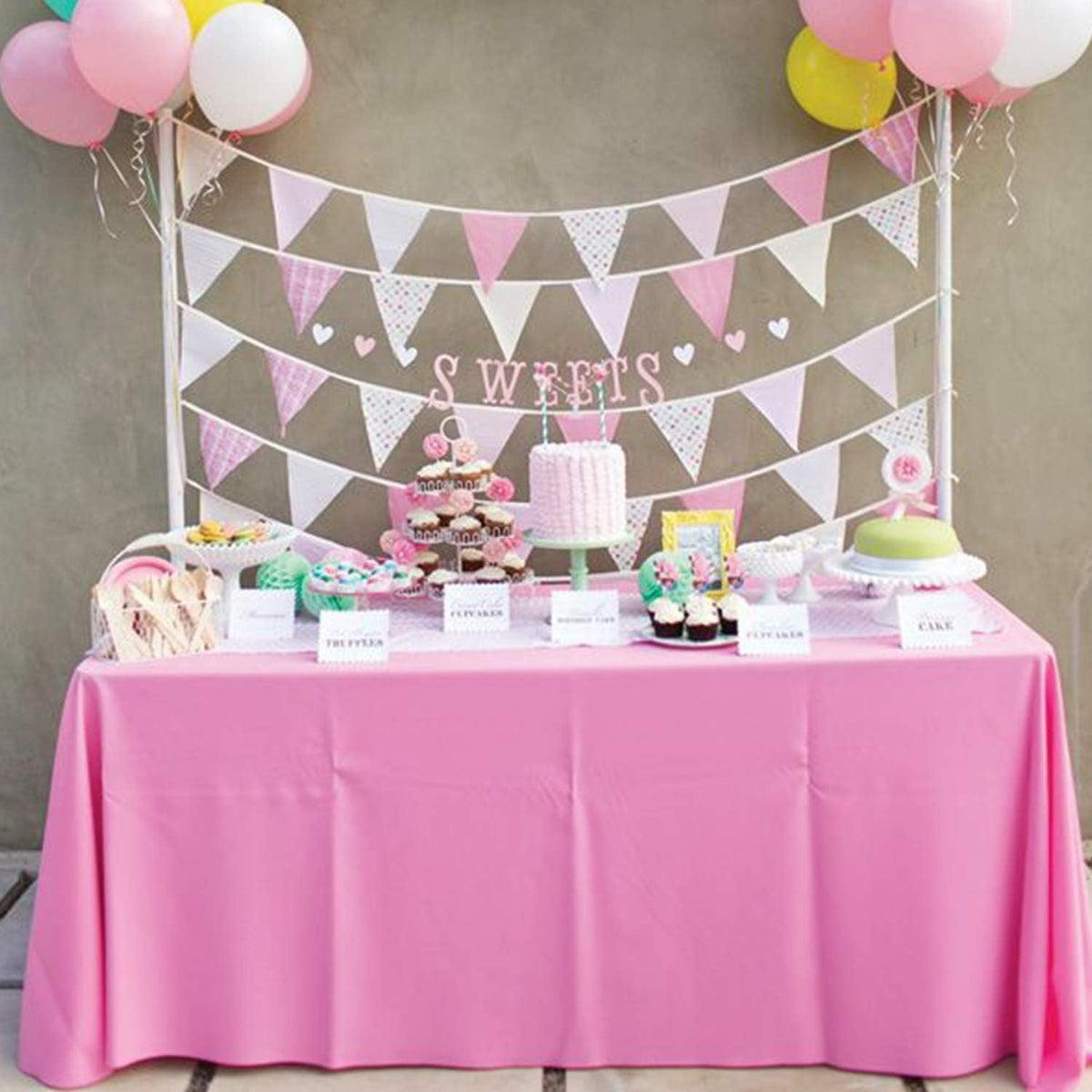 Childom 3 Pack Pink Plastic Tablecloth for Rectangle Tables 54" x 108" Pink Disposable Table Cloth for Mothers Day Decorations,Plastic Table Cover for Birthday Graduation Party Christmas Anniversary