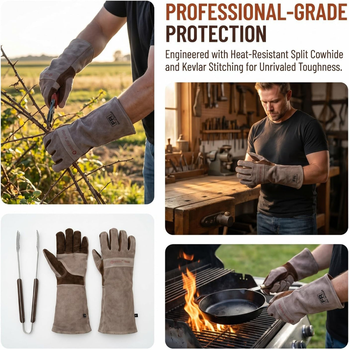 Welding Gloves -Long Sleeve Fireproof and Heat Resistant 15IN L