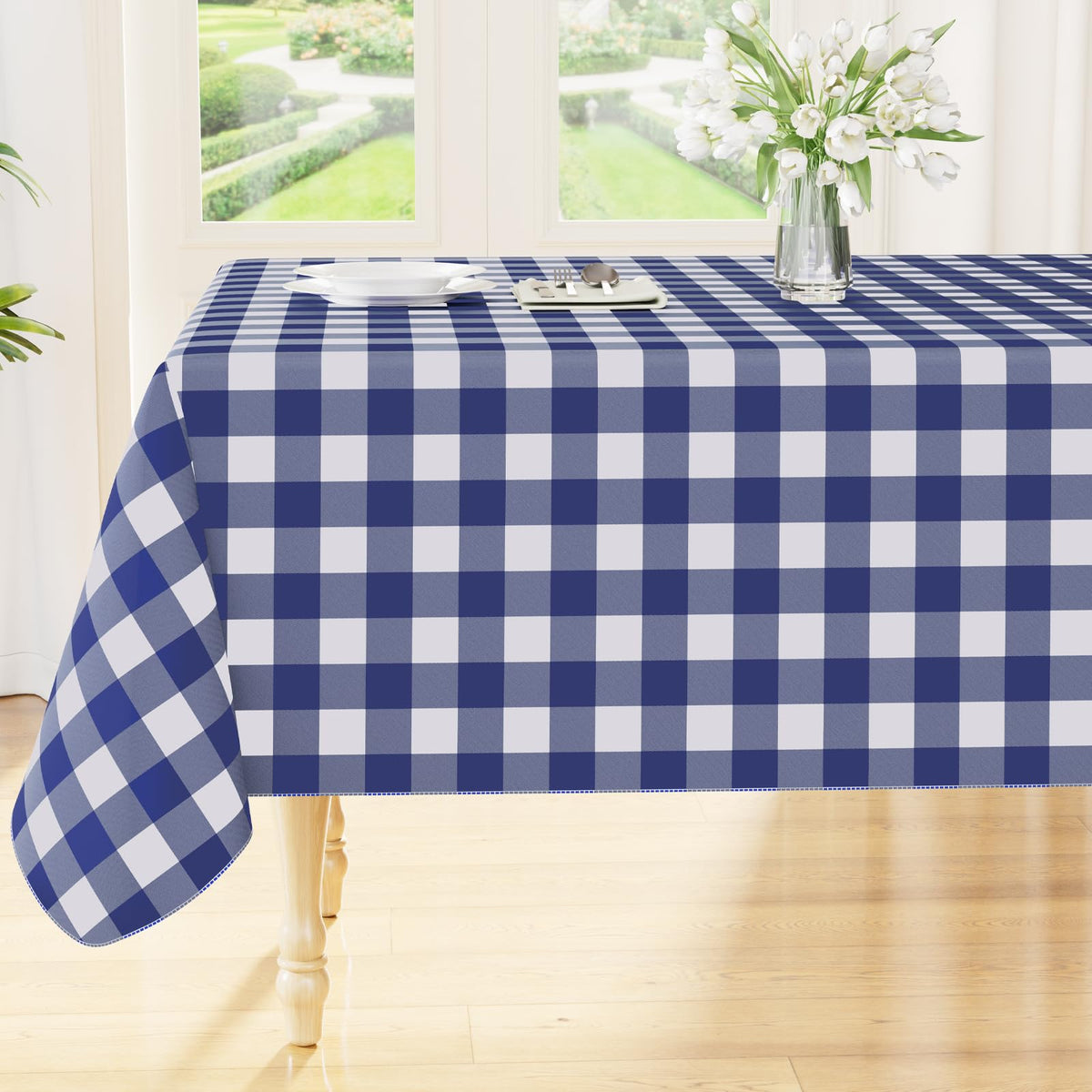 Smiry Fall Tablecloth, Flannel Backed Vinyl Table Cloth, 60"x84"