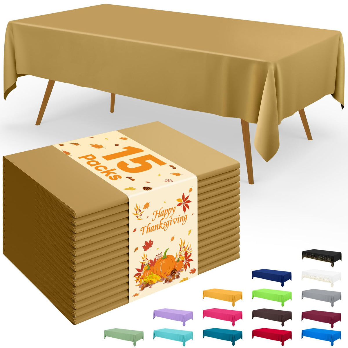 Smiry Plastic Disposable Waterproof Table Cloth - 54 x 108 Inch, 6 Packs