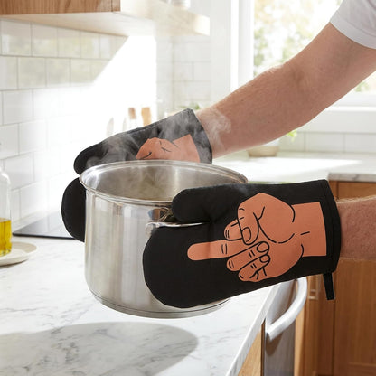 Funny Middle Finger Oven Mitts Sets, Fun Kitchen Baking Mittens for Adults
