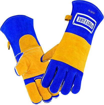 Welding Gloves 16” – 932°F Heat Resistant Leather Gloves with Kevlar – Heavy Duty BBQ & Cooking Gloves for Grill, Oven, Stove, Fireplace, Welding, Forge, MIG, TIG & High Heat Protection
