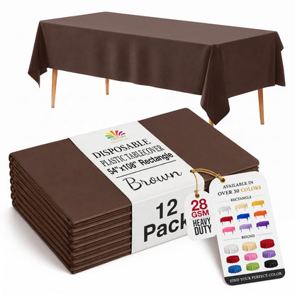 Exquisite Ivory Plastic Table Cloth Disposable 12 Pack, 54 x 108 Inch