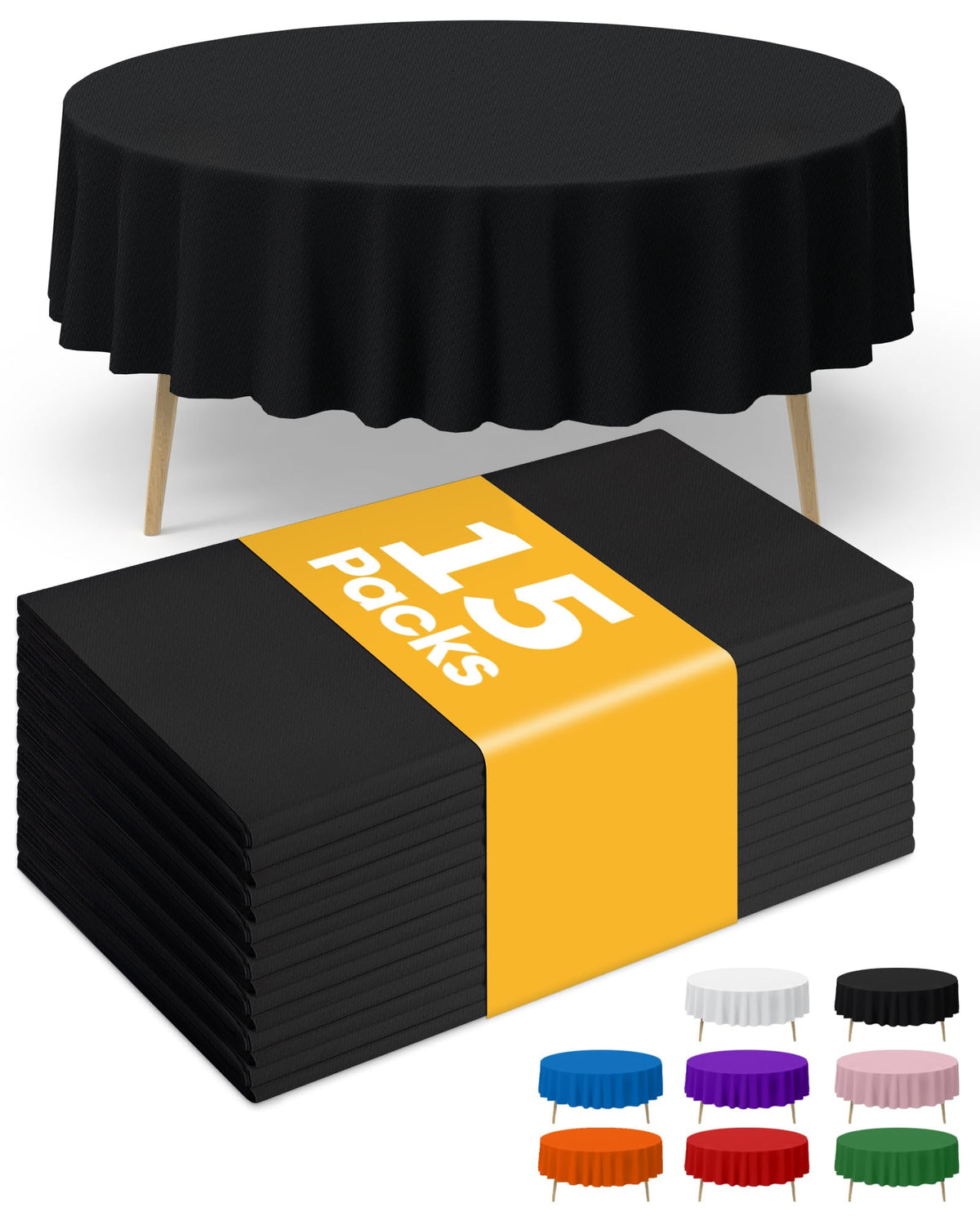 Niuara Black Plastic Table Cloth Rectangle Table 15 Pack, 54''×108'' Tablecloth for Graduation Decorations Class of 2025, Table Cloth for Disposable Use, Table Cover for Holiday Party, Gathering