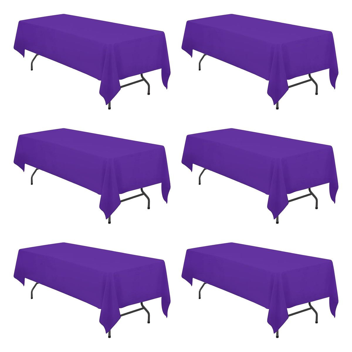 BRILLMAX 6 Pack White Tablecloths 60x126 Inch for 8ft Rectangle Tables
