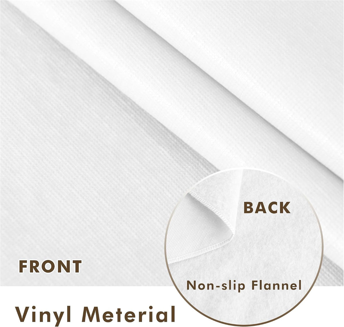 Waterproof Vinyl White Tablecloth With Flannel Backing 2 Pcs 60x120 In