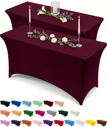 Utopia Kitchen Spandex Table Cloth 2 Pack [4FT, 48Lx30Wx30H Inch, Black]