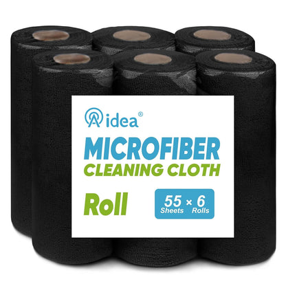 AIDEA Microfiber Cleaning Cloth Roll, Blue Shop Towels 55 Sheets 11×9"
