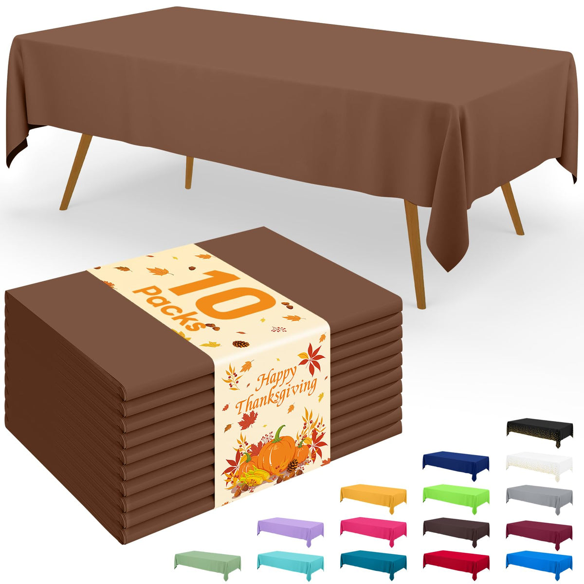 Smiry Plastic Disposable Waterproof Table Cloth - 54 x 108 Inch, 6 Packs