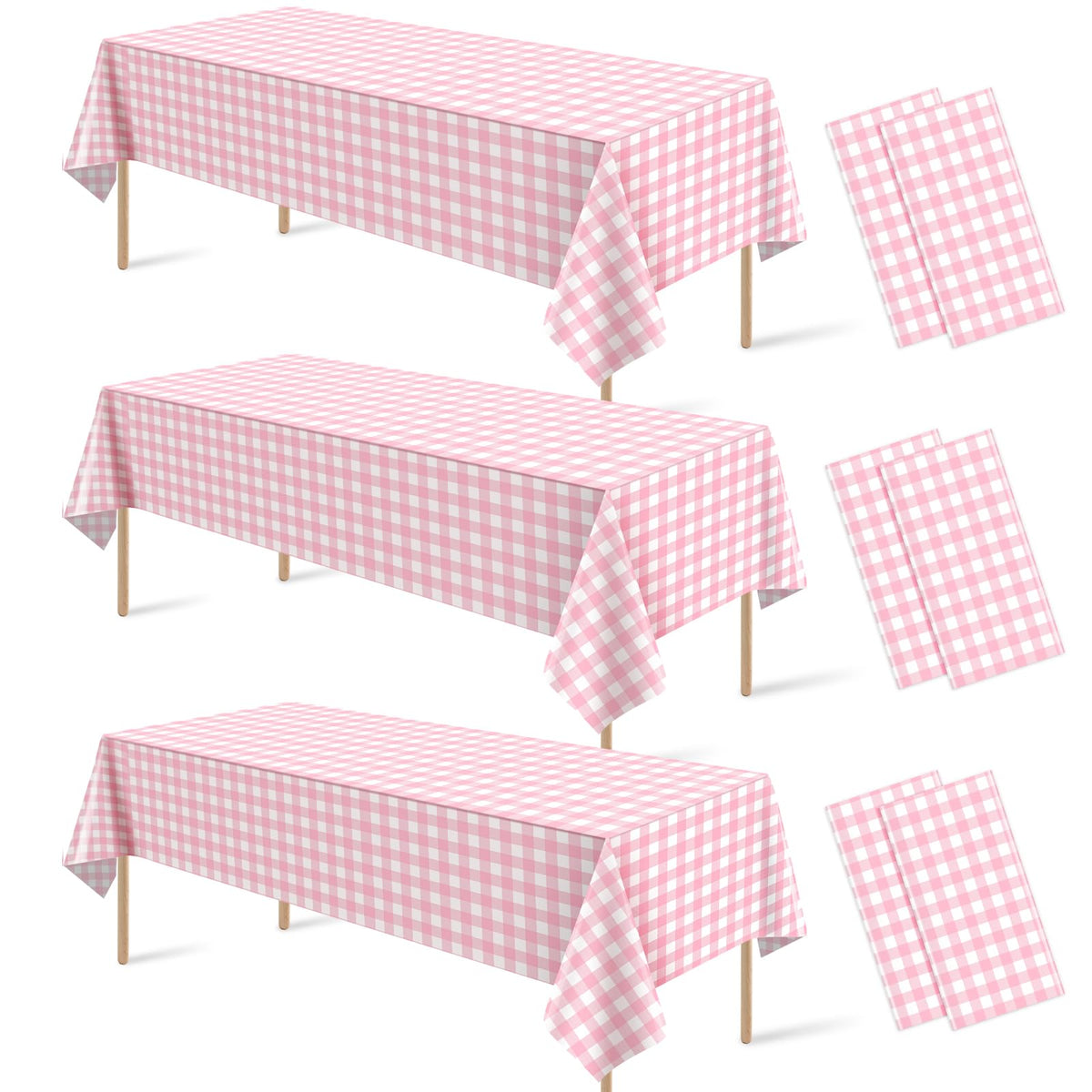 6 Pcs Sage Green Gingham Tablecloths, Checkered Table Covers 54 x 108 Inch