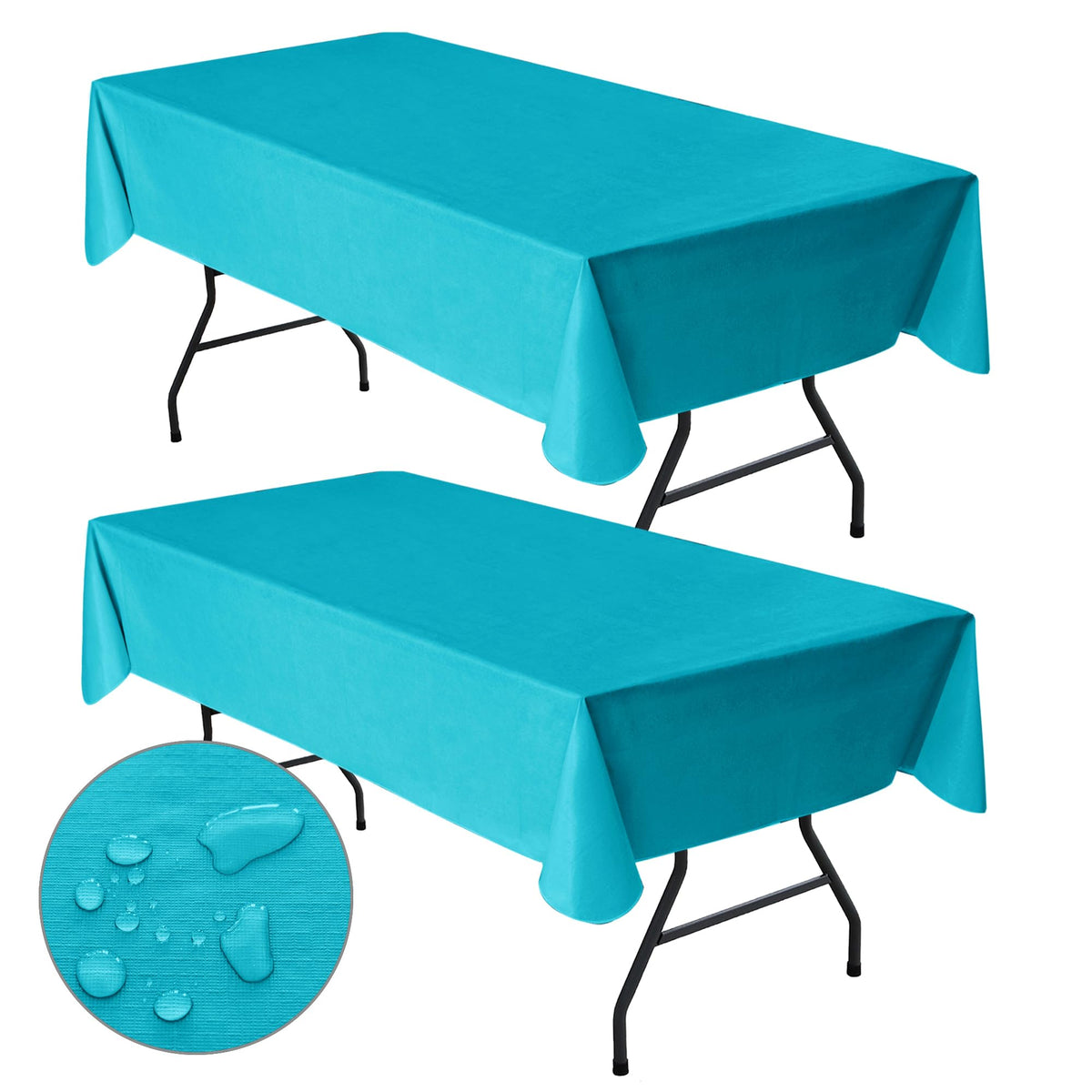 Waterproof Vinyl White Tablecloth With Flannel Backing 2 Pcs 60x120 In
