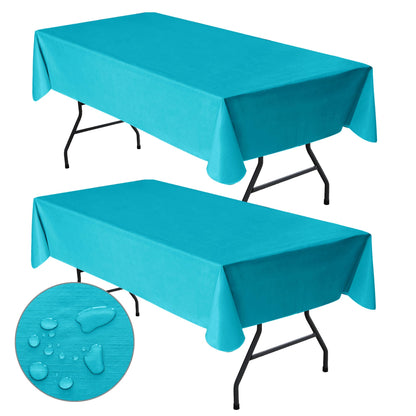 Waterproof Vinyl White Tablecloth With Flannel Backing 2 Pcs 60x120 In