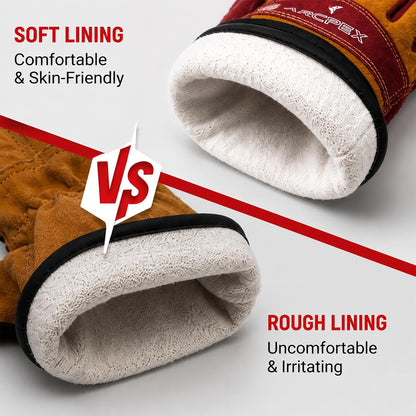 Cowhide Welding Gloves, Heat Resistant Leather Work Gloves, XL