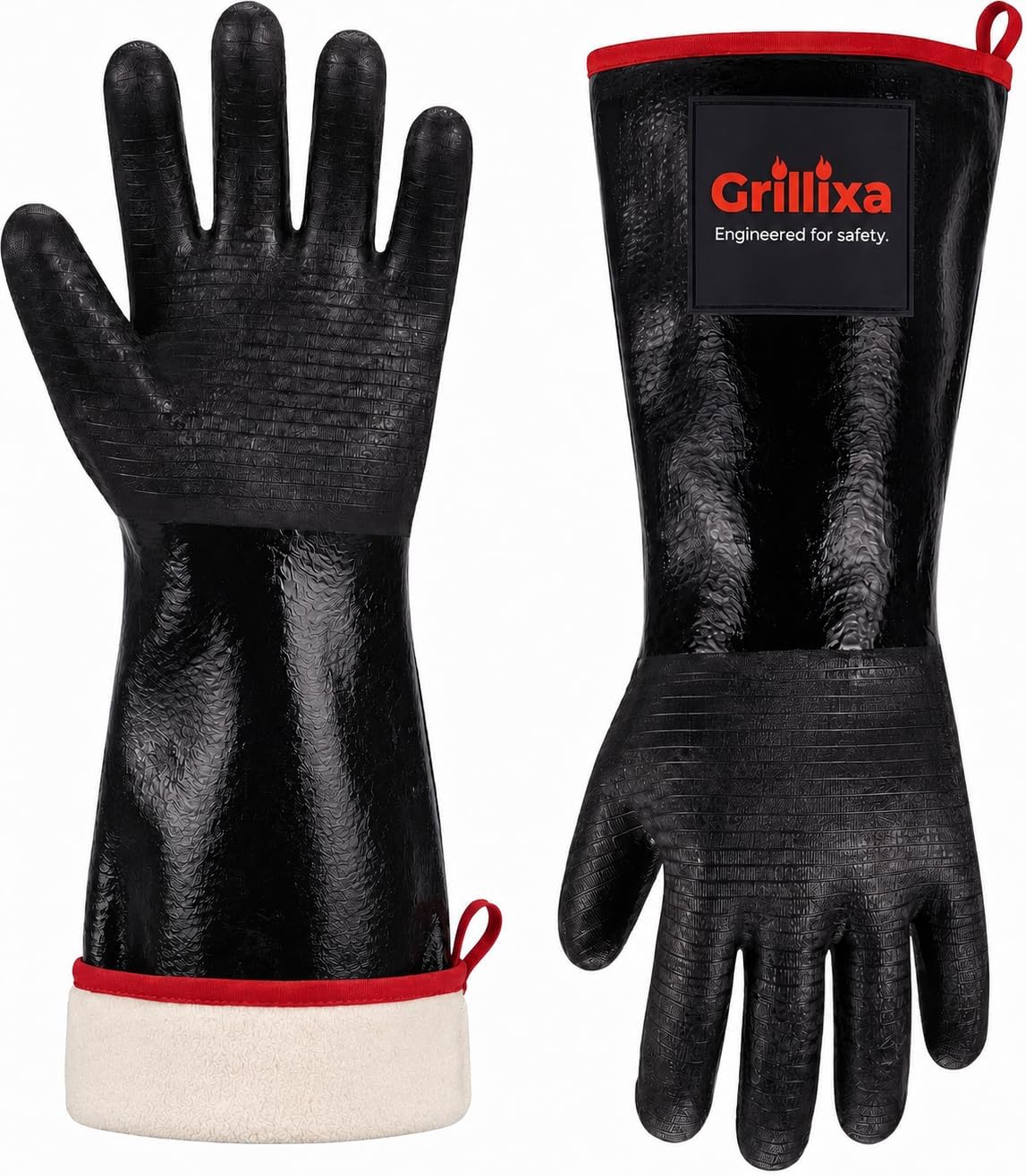 Heat Resistant BBQ Grill Gloves, Standard Cotton Lining, 14 in, XL
