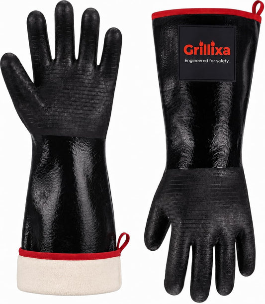 Heat Resistant BBQ Grill Gloves, Standard Cotton Lining, 14 in, XL