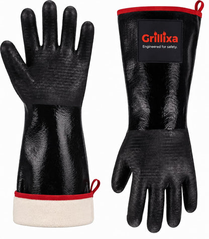 Heat Resistant BBQ Grill Gloves, Standard Cotton Lining, 14 in, XL