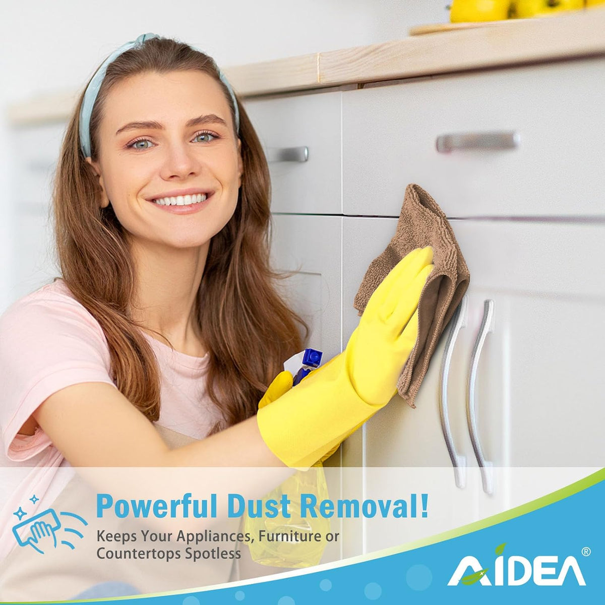 AIDEA Brown Microfiber Cleaning Cloth-12PK, Cleaning Rags 12"x12" Absorbent