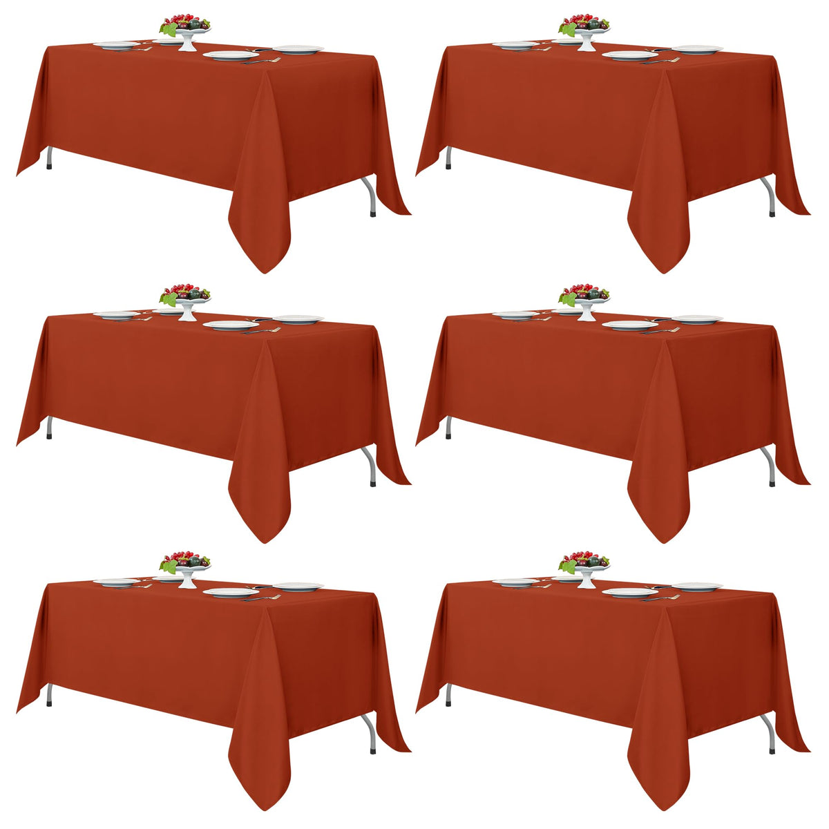 Fitable 6 Pack Black Tablecloths 70x120 Inch for 6-8 Ft Rectangle Tables