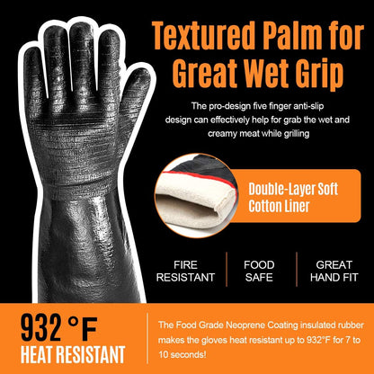 Schwer Heat Resistant BBQ Glove for Oven & Fryer Smoker, CR8000, 14inch