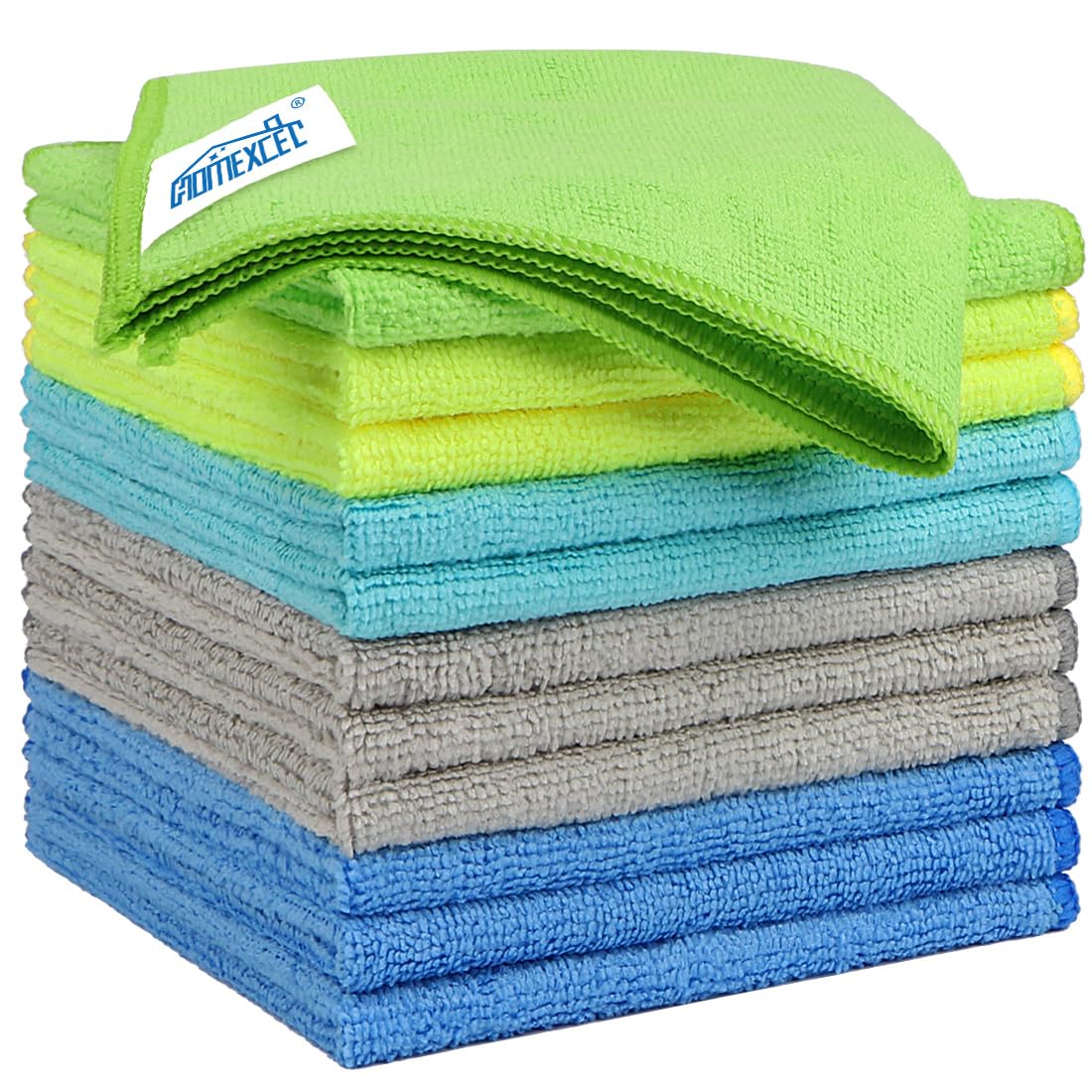 HOMEXCEL Black Microfiber Cleaning Cloth 12 Pack, 12.5 x 12.5 inch Microfiber Towels for Cars, Ultra Absorbent Car Washing Cloth, Lint Free Streak Free Cleaning Rags for Car, Kitchen, and Window
