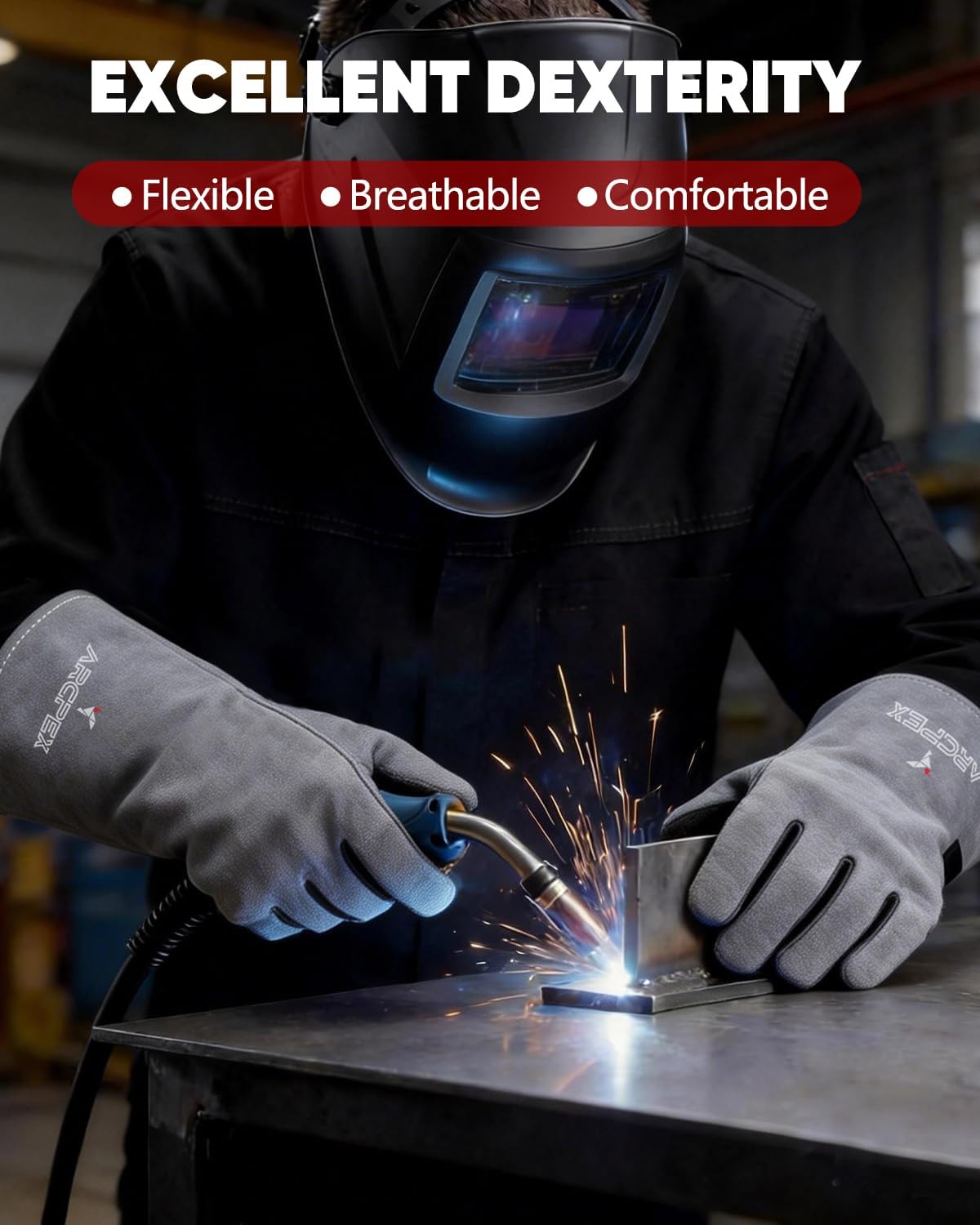 Welding Gloves 16 Inch, 932°F Heat Resistant (XXL)