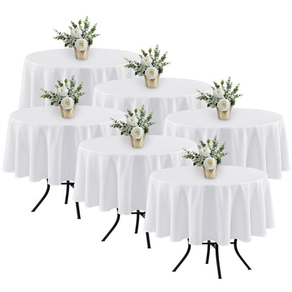 Fitable 6 Pack White Table Cloths 70x120 Inch for 6-8 Ft Rectangle Tables