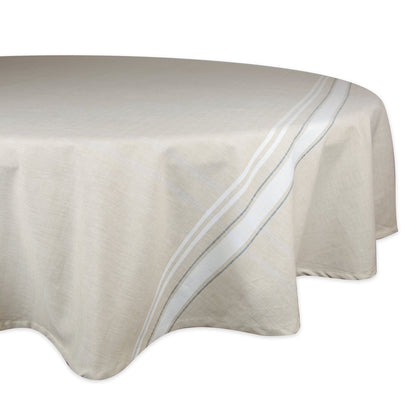 DII French Stripe Tabletop Collection Farmhouse Style Dining Table Linen Tablecloth, 60x84, Taupe/Teal