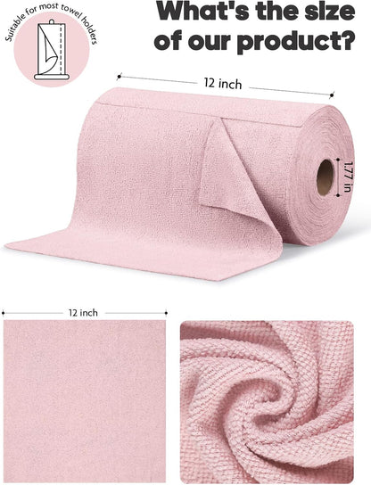 Fantasticlean Microfiber Cleaning Cloth Roll -75 Pack, 12" x 12" (Pink)