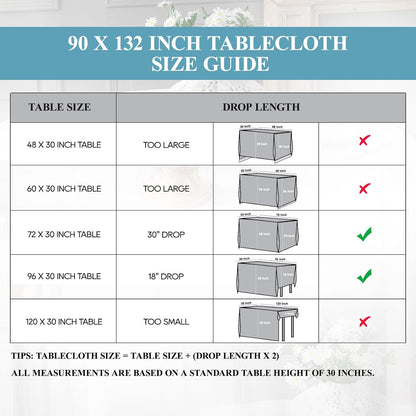 VidaFete Classic Series 10 Pack 90 * 132inch White Rectangle Tablecloth