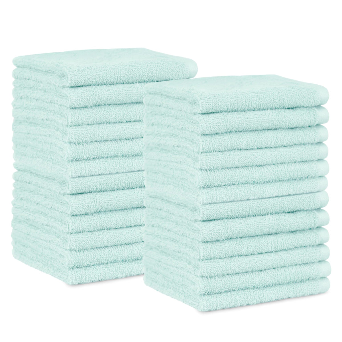 Amazon Basics Fast Drying Cotton Washcloths for Bathroom, Machine Washable, Soft and Highly Absorbent, 12 x 12 in, White, 24-Pack