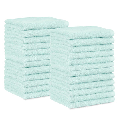 Amazon Basics Fast Drying Cotton Washcloths for Bathroom, Machine Washable, Soft and Highly Absorbent, 12 x 12 in, White, 24-Pack