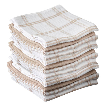 T-Fal Premium Waffle Dish Cloths: Highly Absorbent, Super Soft Long Lasting - 100% Cotton, 12"x13" Towel for Cleaning & Drying, (4-Pack), Sand