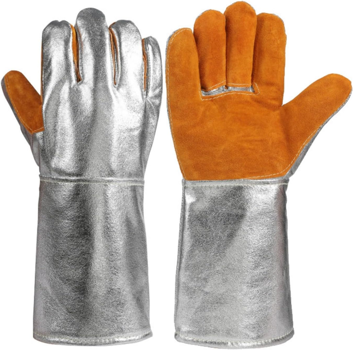 Aluminized Leather Heat Resistant Gloves – Heavy Duty Pottery Kiln Gloves for Ceramic Firing, High Temperature Handling, and Studio Safety