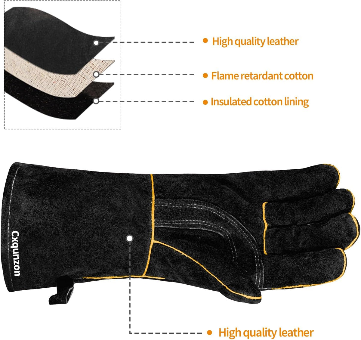 MIG Welding Gloves for Men, Fireproof Leather and Stitching