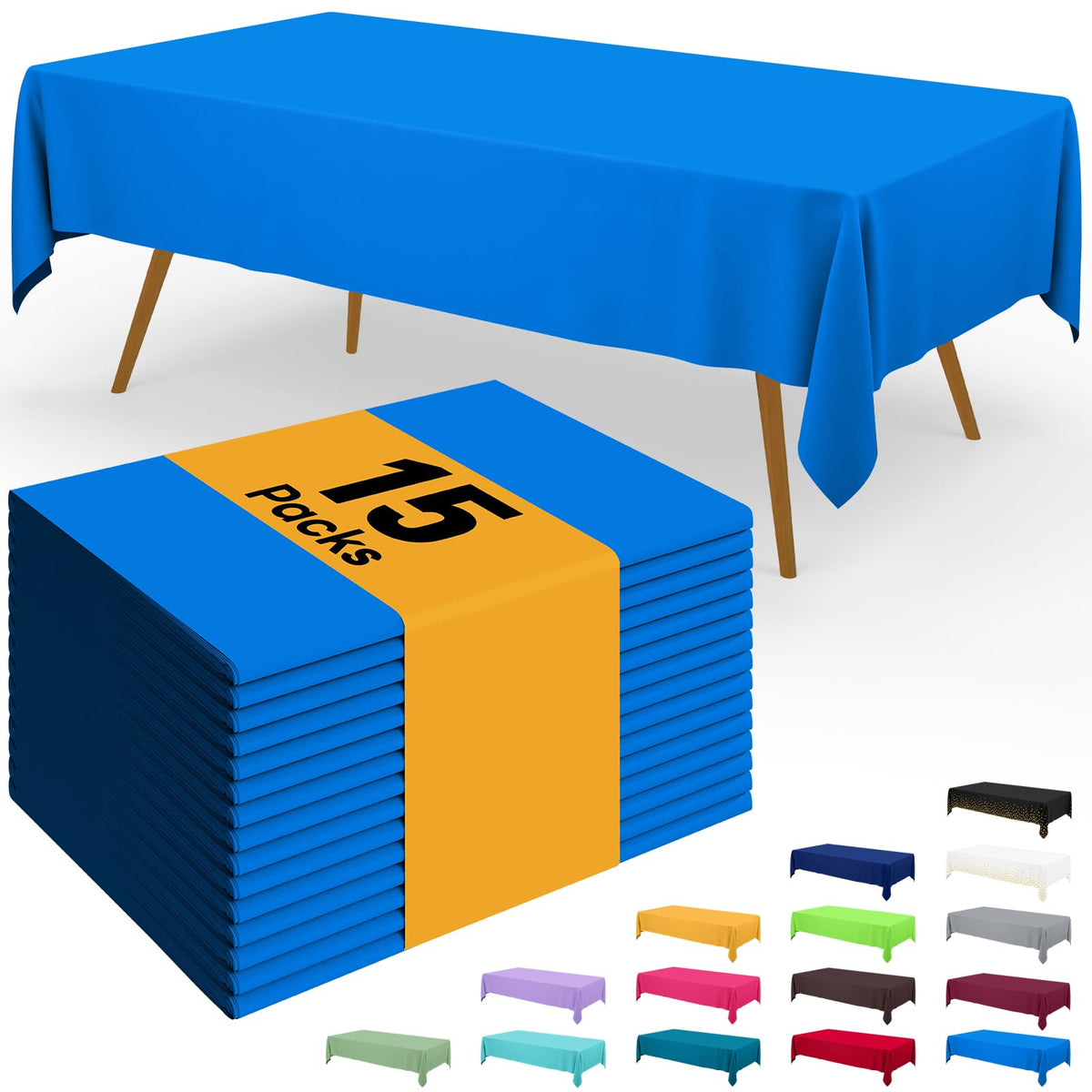 Smiry Plastic Disposable Waterproof Table Cloth - 54 x 108 Inch, 6 Packs