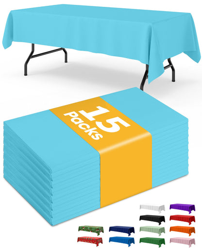 Niuara Black Plastic Table Cloth Rectangle Table 15 Pack, 54''×108'' Tablecloth for Graduation Decorations Class of 2025, Table Cloth for Disposable Use, Table Cover for Holiday Party, Gathering