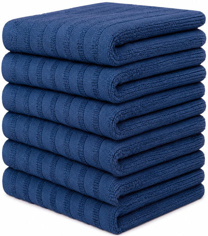 Premium Kitchen Towels 6 Pack 100% Cotton, 20"x28" Dish Towels - Grey