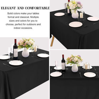 4 Pack Rectangle Tablecloth 60x102 Inch Black Washable Polyester Table Cover for Wedding Dining Table Buffet Parties Banquet Decoration（Black）