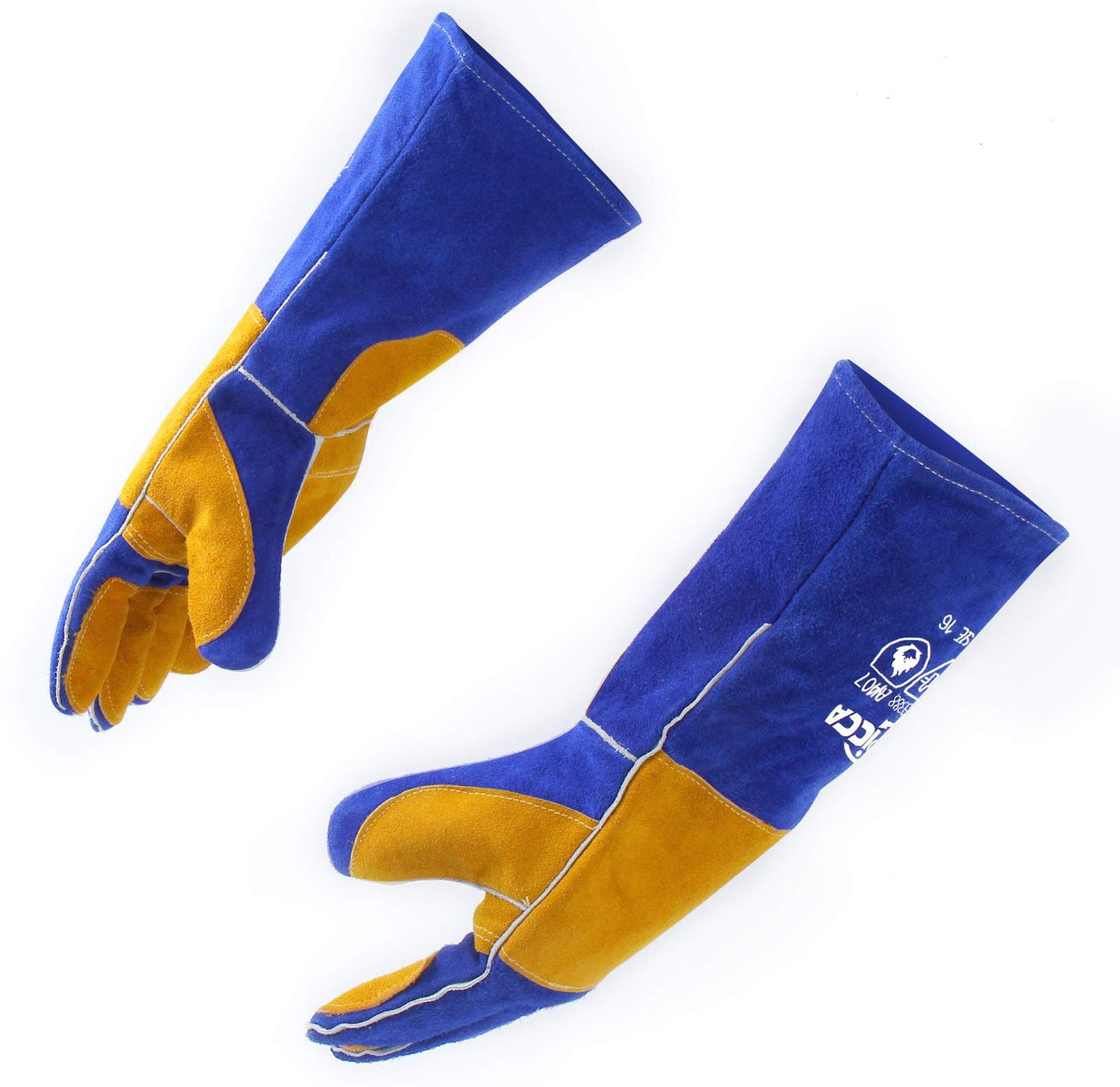 RAPICCA Fireplace Fire Pit Gloves, 932°F Fireproof Leather, 16in Dark Grey