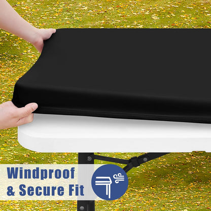 Moosfor 2 Pack Rectangle Spandex Fitted Table Cloth, 6FT Elastic Tablecloth