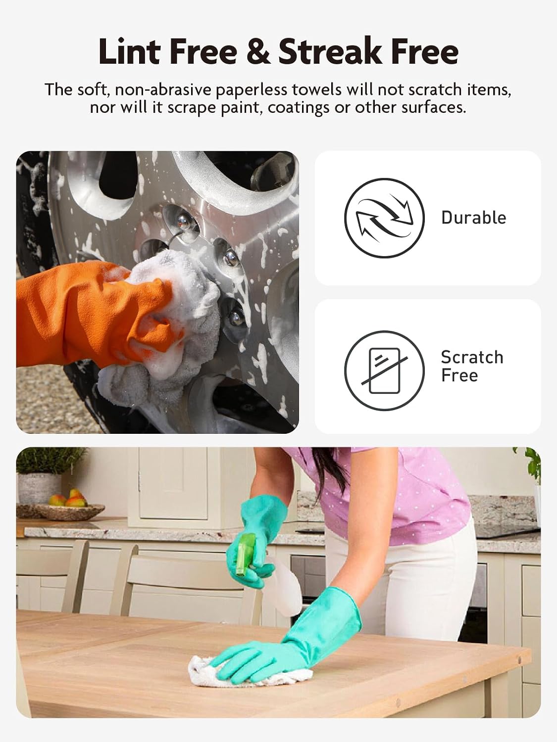 Fantasticlean Microfiber Cleaning Cloth Roll- 40 Sheets, 12" x 12" (White)