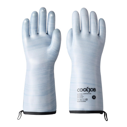 COOLJOB Heat Resistant Oven Gloves, Waterproof BBQ Mitts, Blue, Large