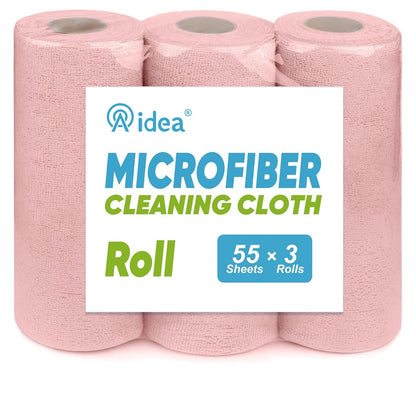 AIDEA Microfiber Cleaning Cloth Roll, Blue Shop Towels 55 Sheets 11×9"