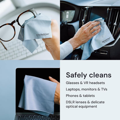 Elite Tech Gear Eyeglass Cleaning Cloth, 4-Pack Blue, 12x12 Glasses Cloth
