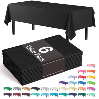 Exquisite Navy Plastic Table Cloth Disposable 6 Pack - 54 x 108 Inch Rectangle Tablecloth for 6 Foot Tables - Waterproof Table Cover for Party Wedding Birthday Graduation BBQ Catering